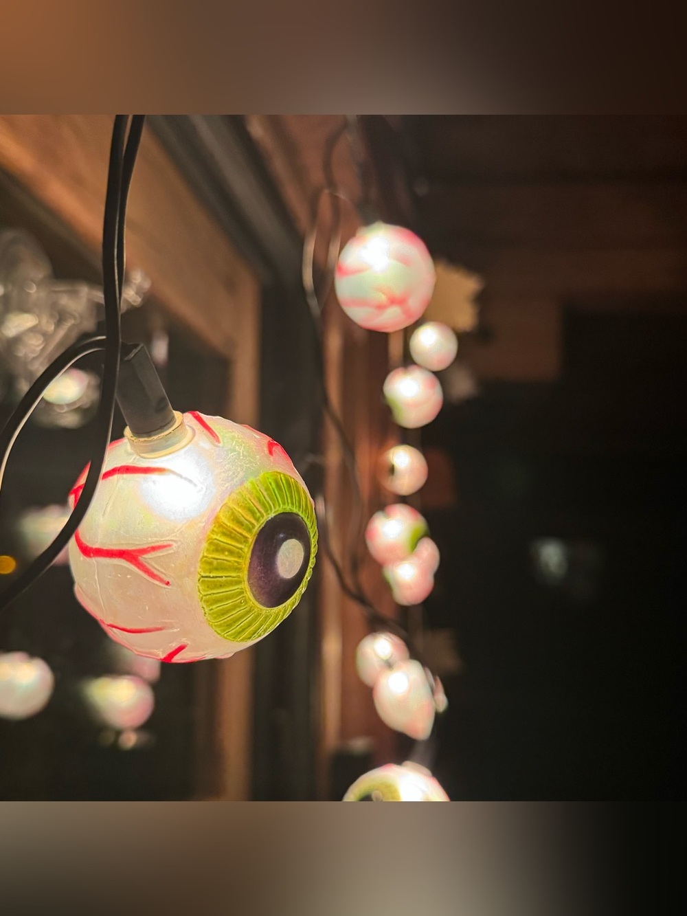 Vintage Halloween Eyeball String Lights 15 Count Tested Working